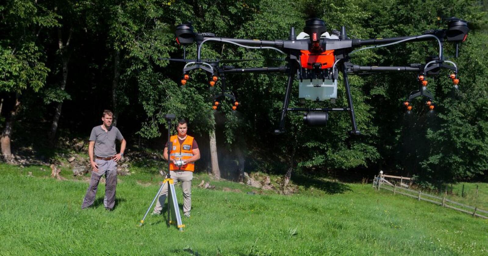 Vil nå nye høyder: Droneoperatøren Biodrone, som er spesialisert innenfor jord- og skogbruk, er blant aktørene som har vist interesse for å støtte opp om Agritech Cluster. (Foto: Biodrone)