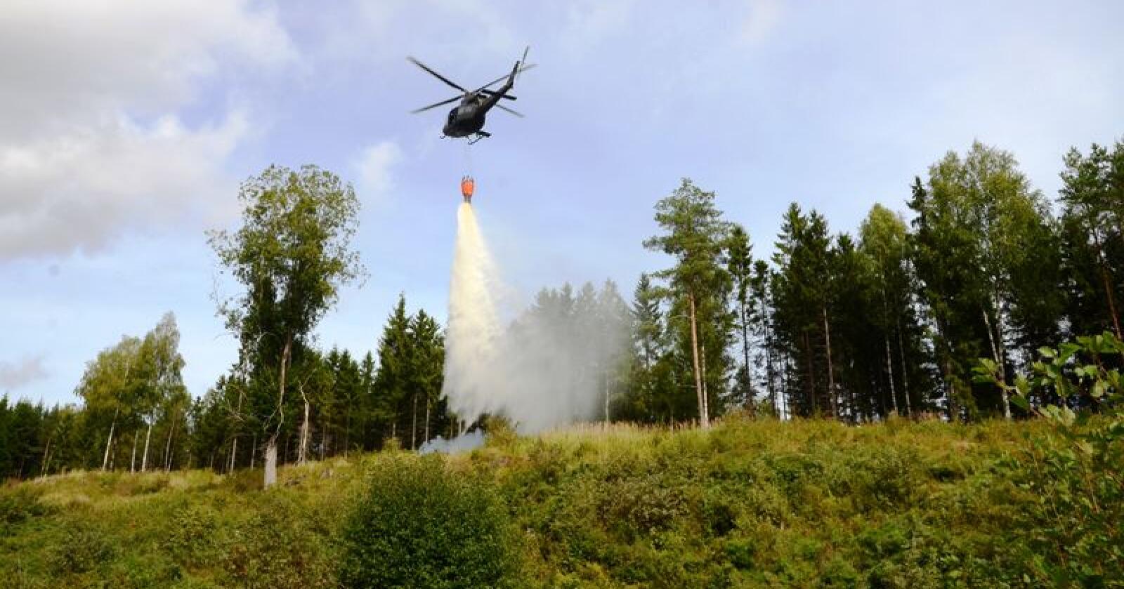 EU bidro med mye hjelp under de omfattende skogbrannene i Sverige i sommer. Det samme gjorde Norge. Bildet er fra en øvelse som Follo og Øvre Østfold sikringslag gjennomførte. (Arkivfoto)