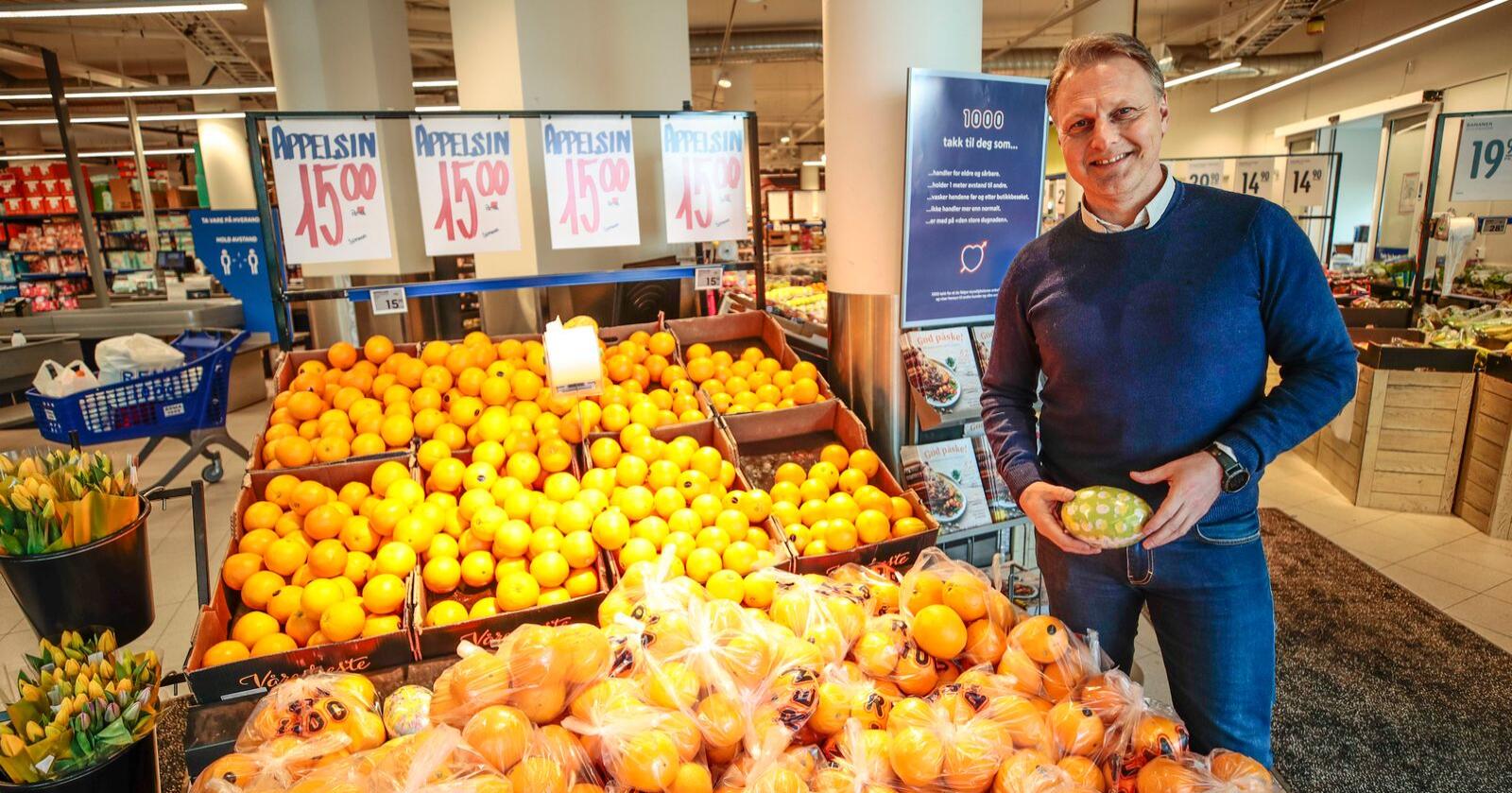 Trond Bentestuen, administrerende direktør Rema 1000, i butikken på Ensjø. Foto: Lise Åserud / NTB scanpix
