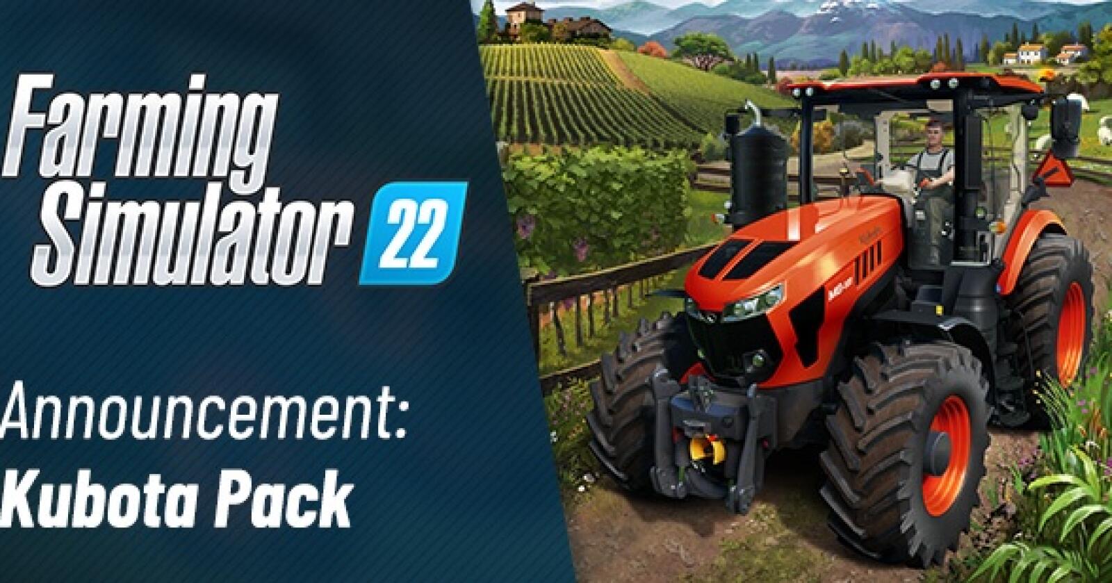 Spill med Kubota: Farming Simulator lanserer nå en pakke som gjør det mulig for fansen å kjøre Kubota traktorer og maskiner. Skjermdump: Spillprodusenten.