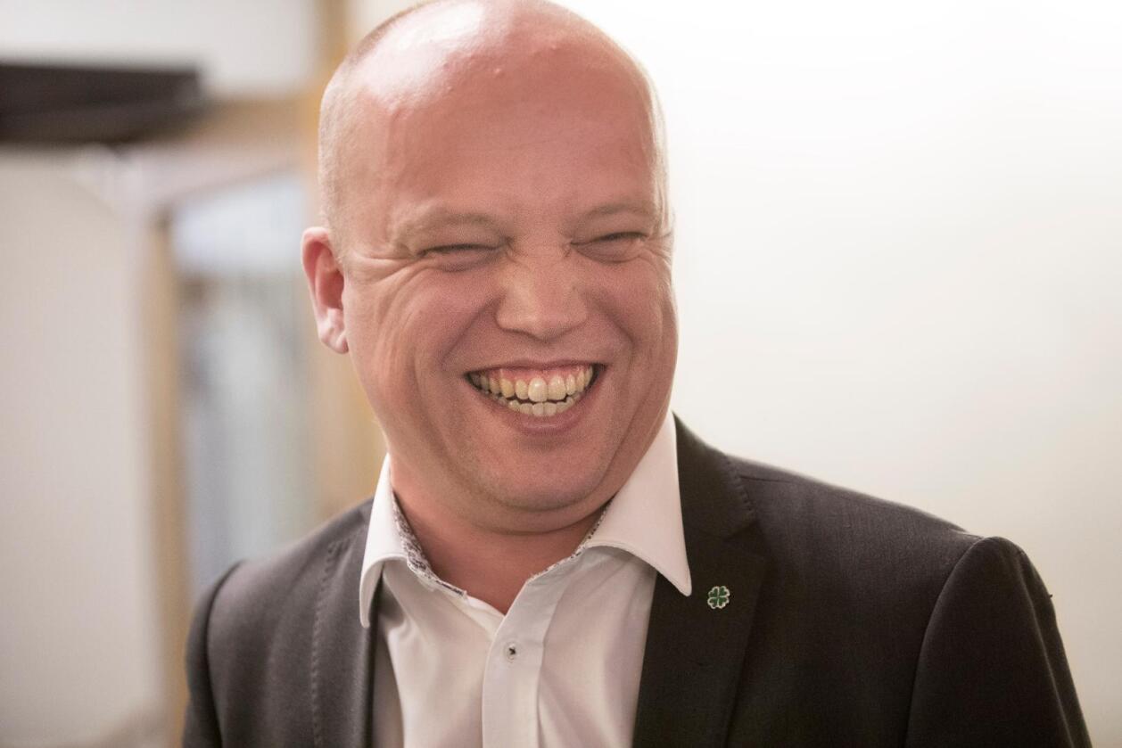 Partileder Trygve Slagsvold Vedum er kjent for sin karakteristiske latter. Nå har han grunn til å glise. Foto: NTB scanpix
