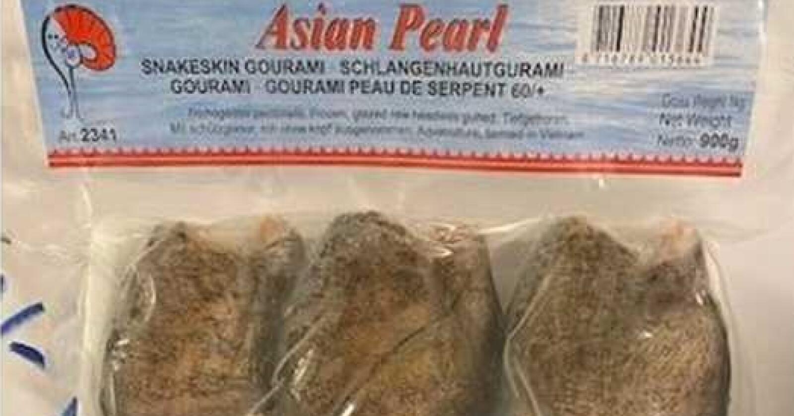 Sletten Norge AS trekker tilbake produktet «Asian Pearl, Snakeskin Gourami». Foto: Sletten Norge AS