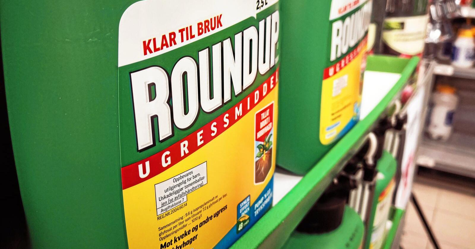 Glyfosat finnes i blant annet ugressmiddelet Roundup. Foto: Jon-Fredrik Bækgaard Klausen 