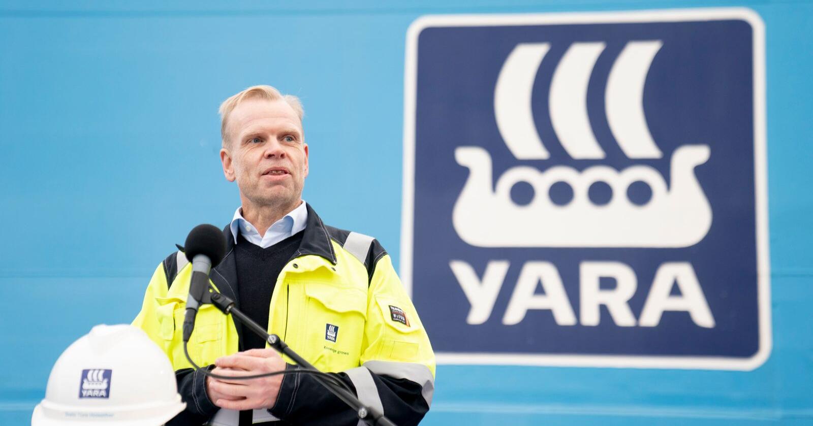 Konsernsjefen i Yara, Svein Tore Holsether, mener at Norge må få opp dampen i kraftutbyggingen. Foto: Torstein Bøe/NTB
