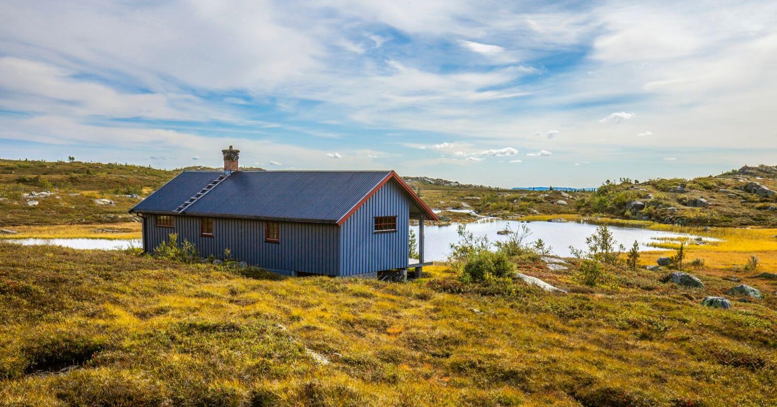 Denne hytta ligger på Eggedalsfjellet i Sigdal kommune i Viken. Foto: Halvard Alvik/NTB