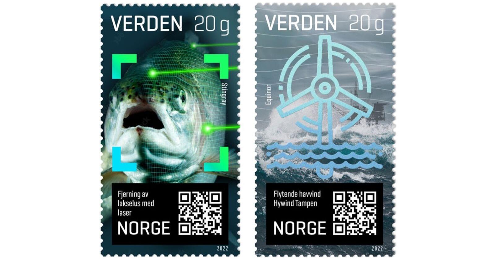 Slik ser de to nye frimerkene til Posten ut. Foto: Posten Norge