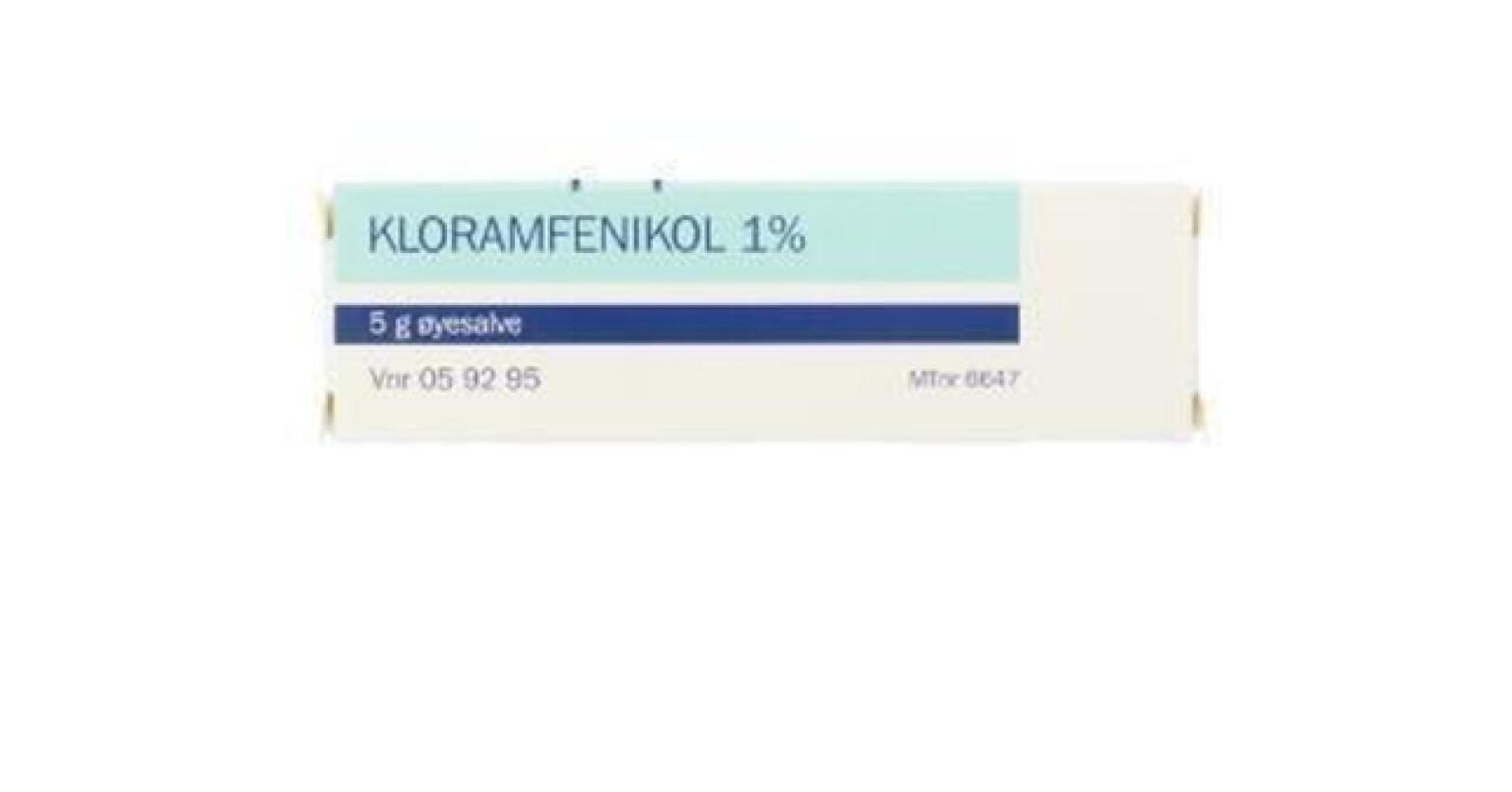Øye-infeksjoner: Kloramfenikol er et bakteriostatisk antibiotikum som vesentlig brukes til lokalbehandling ved øye-infeksjoner. Brukt på riktig måte til kjæledyr og mennesker er kloramfenikol lovlig. Det er imidlertid forbudt til matproduserende dyr i Norge og EU fordi trygge restnivåer ikke kan settes. (Illustrasjonsfoto: Apotek 1)