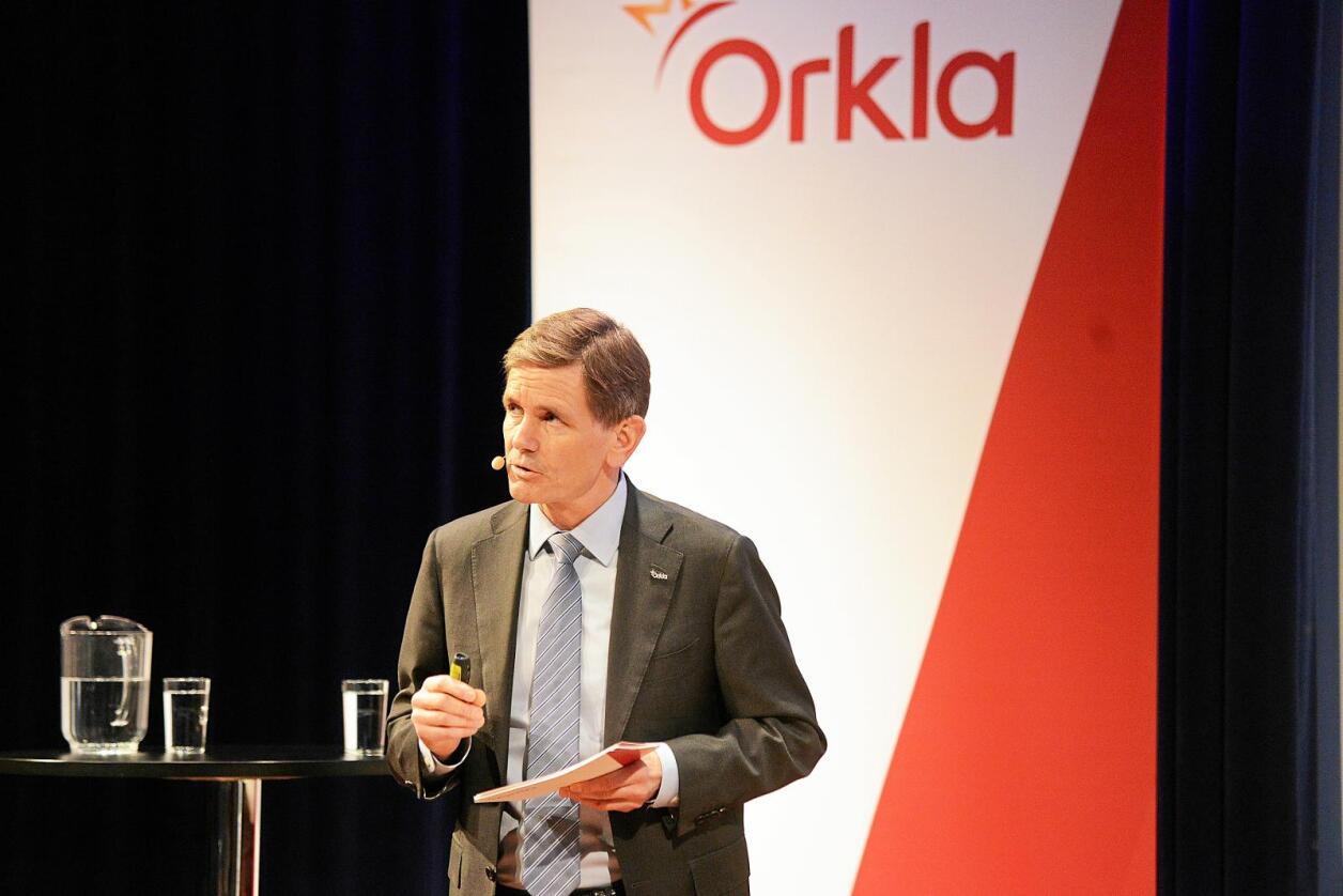 Orkla-sjef Peter A. Ruzicka under framleggingen av resultatene torsdag. Foto: Siri Juell Rasmussen