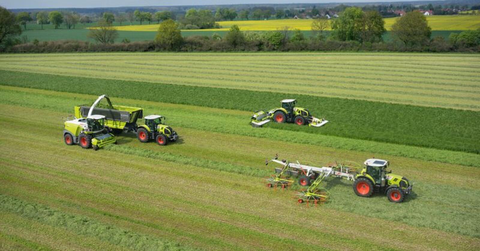 På Claas Grascamp vises flere ulike mekaniseringslinjer for grashøsting. (Foto: Norwegian Agro Machinery AS)