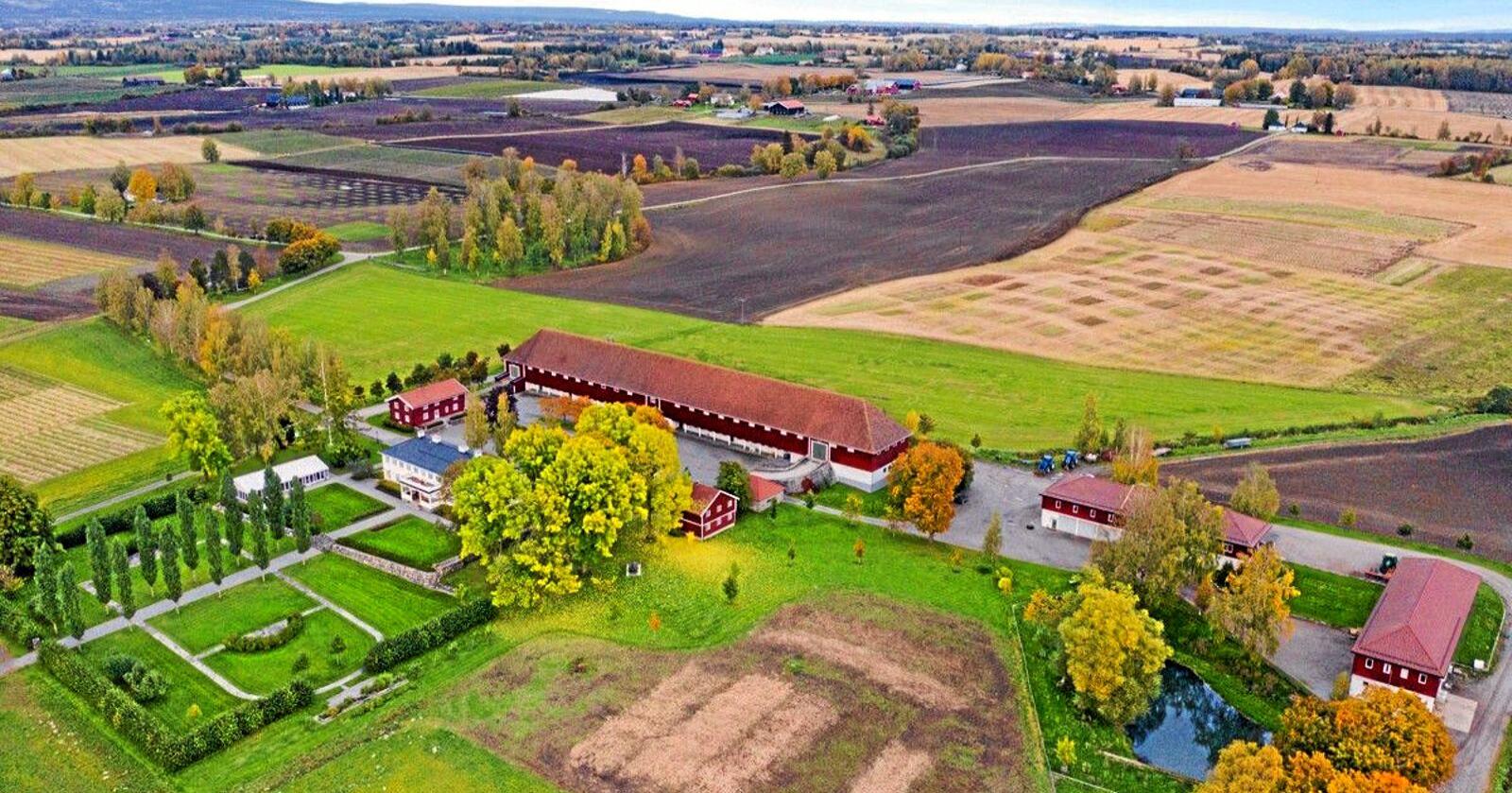 Staur Gård i Stange ble solgt i 2019. Foto: Tegneby & Grønnerød Landbruksmegling