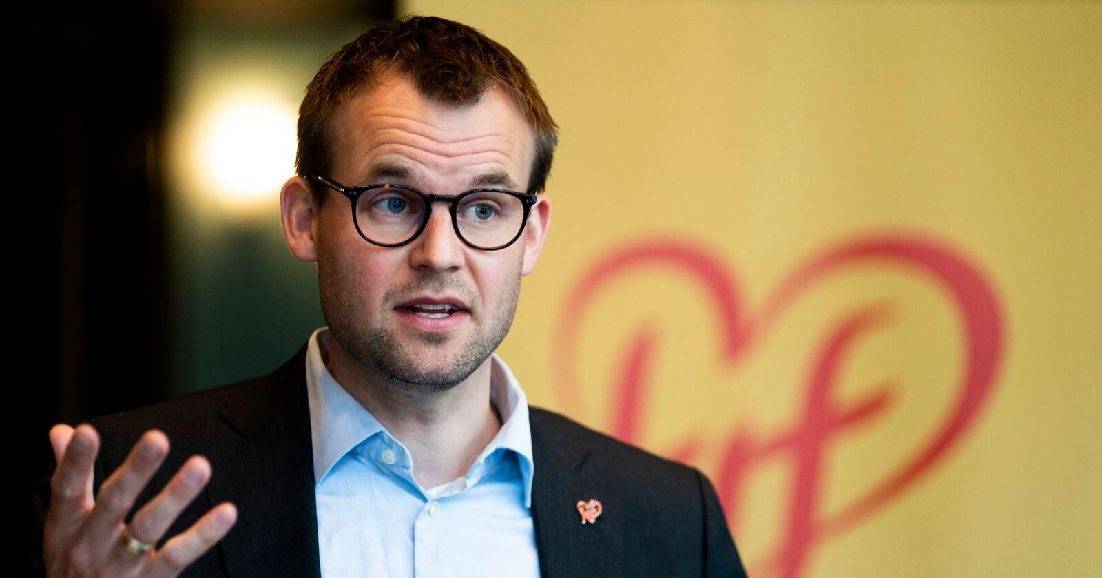 Partileder Kjell Ingolf Ropstad under KrFs landsmøte 2021. Foto: Terje Pedersen / NTB