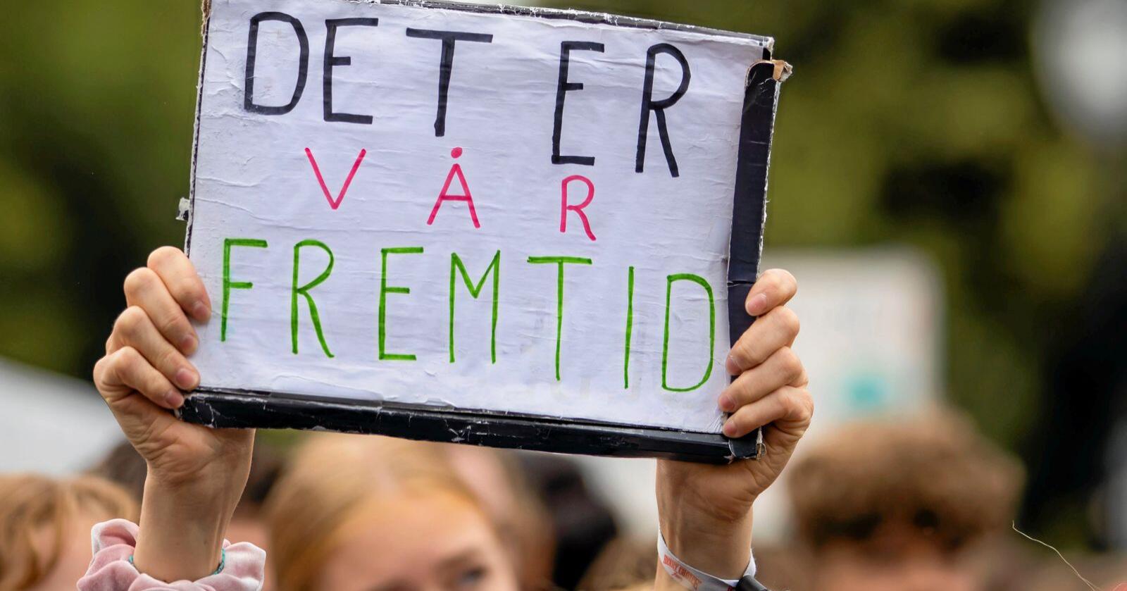 En nasjonal koordinering må til for at hele Norge skal kunne nå klimamål, hevder forskere. Bildet viser barn som demonstrerer med klimabrøl foran Stortinget høsten 2019. Foto: Håkon Mosvold Larsen / NTB