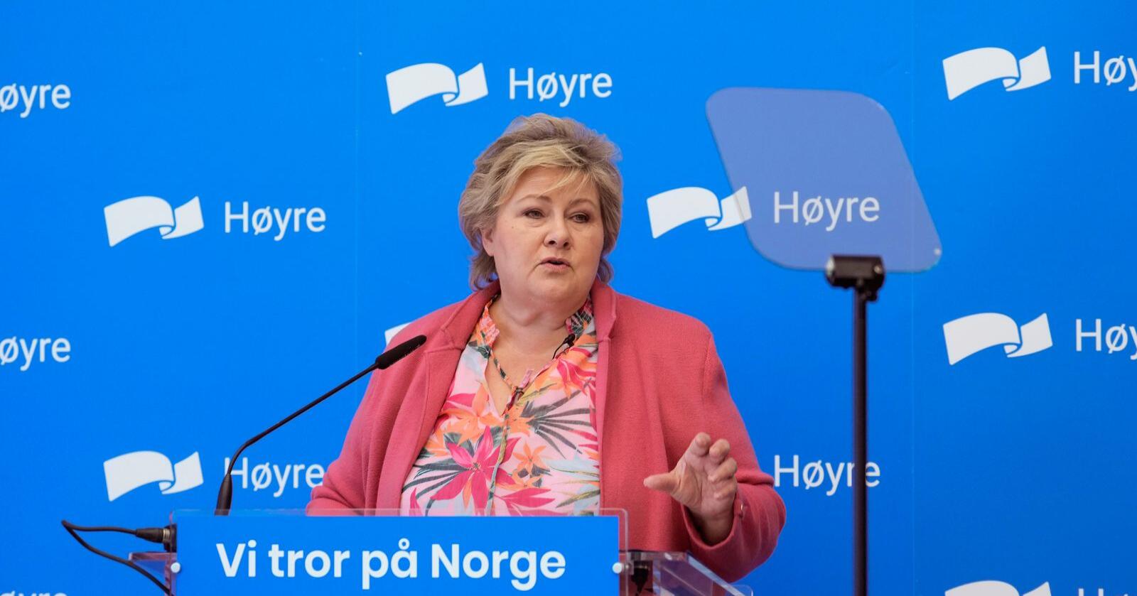 
Erna Solberg under Høyres sentralstyre i Høyres hus i Oslo mandag.
Foto: Javad Parsa / NTB