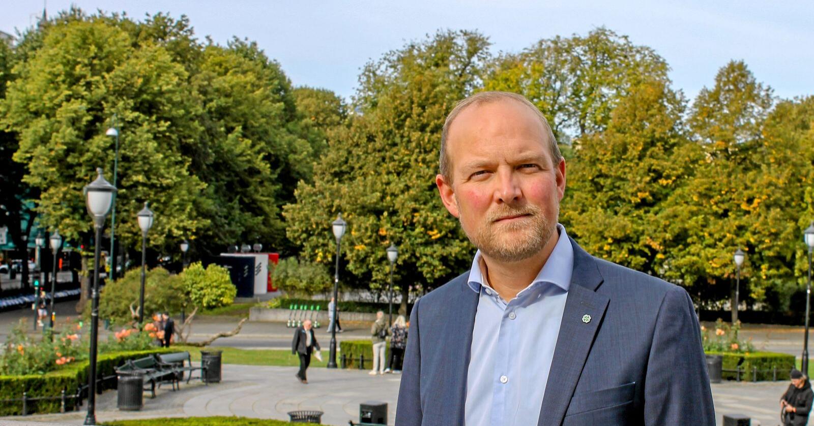 Sps Ole André Myhrvold er bekymret for at opptaket fra norske skoger synker. Foto: Eskild Johansen