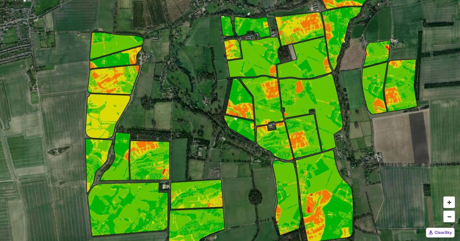 SKYFRITT: Den britiske tjenesten ClearSky bruker radar og maskinlæring for å lage avlingskart også når det er overskyet. Foto: Produsenten