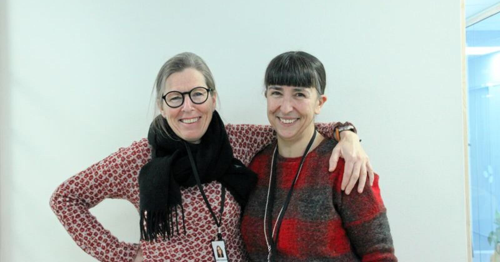 Cesilie Aurbakken (t.v.) og Sosan Asgari Mollestad i Norges Bygdekvinnelag har nye mål for prosjektet KvinnerUt i 2019. Foto: Hanna Taugbøl